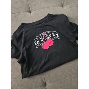 Aeropostale AERO Graphic T-Shirt Black Pink Cherries Classic Crew Medium M